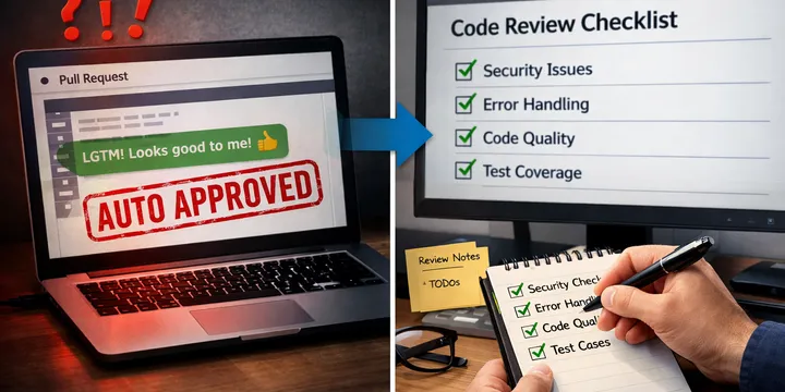 Editorial hero image for the core concept of this post. AI code review checklist for safer pull requests